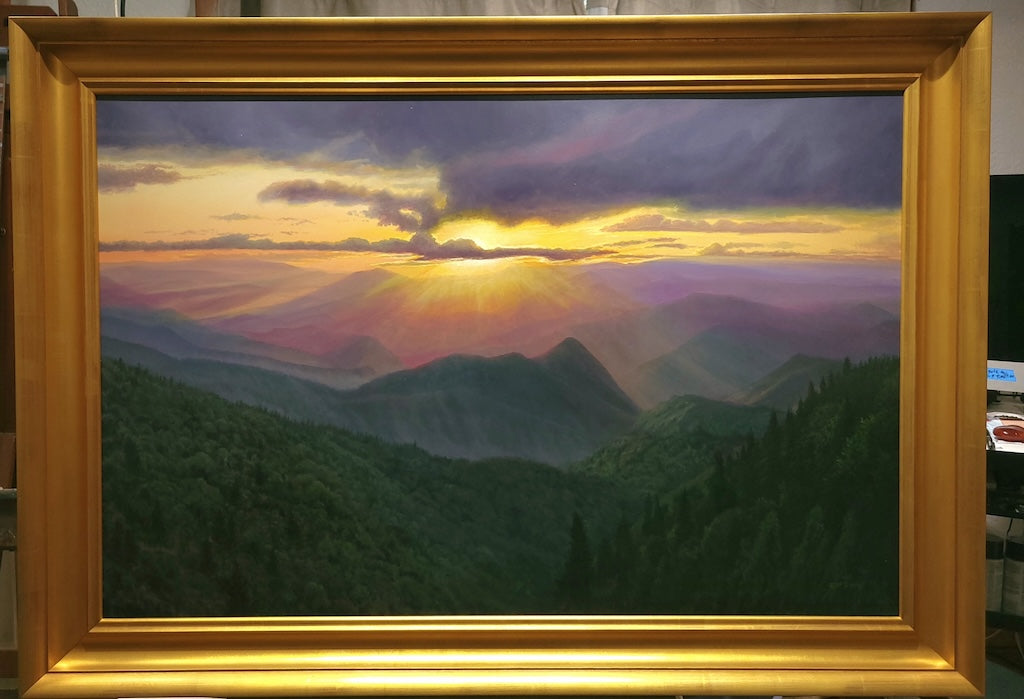 "SUNSET OVER THE QUALLA BOUNDARY" Original Framed Oil on Gessoboard