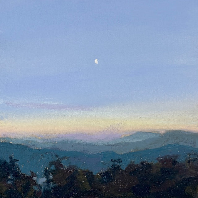 "MORNING MOON" ORIGINAL PASTEL ON PAPER/MATTED