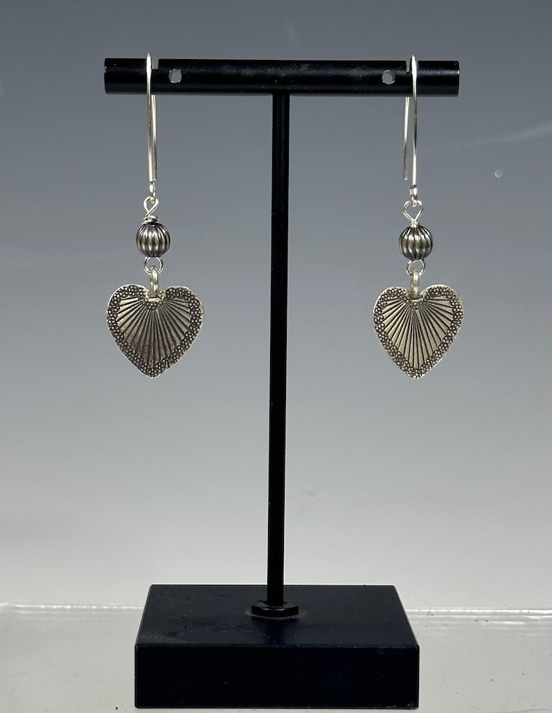 STERLING SILVER HEART LEAF DROP EARRINGS LCE1041