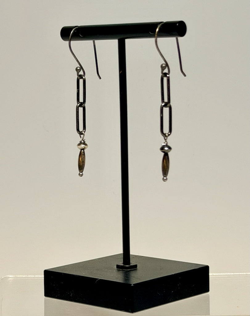 OXIDIZED STERLING SILVER CHAIN EARRINGS LCE2044