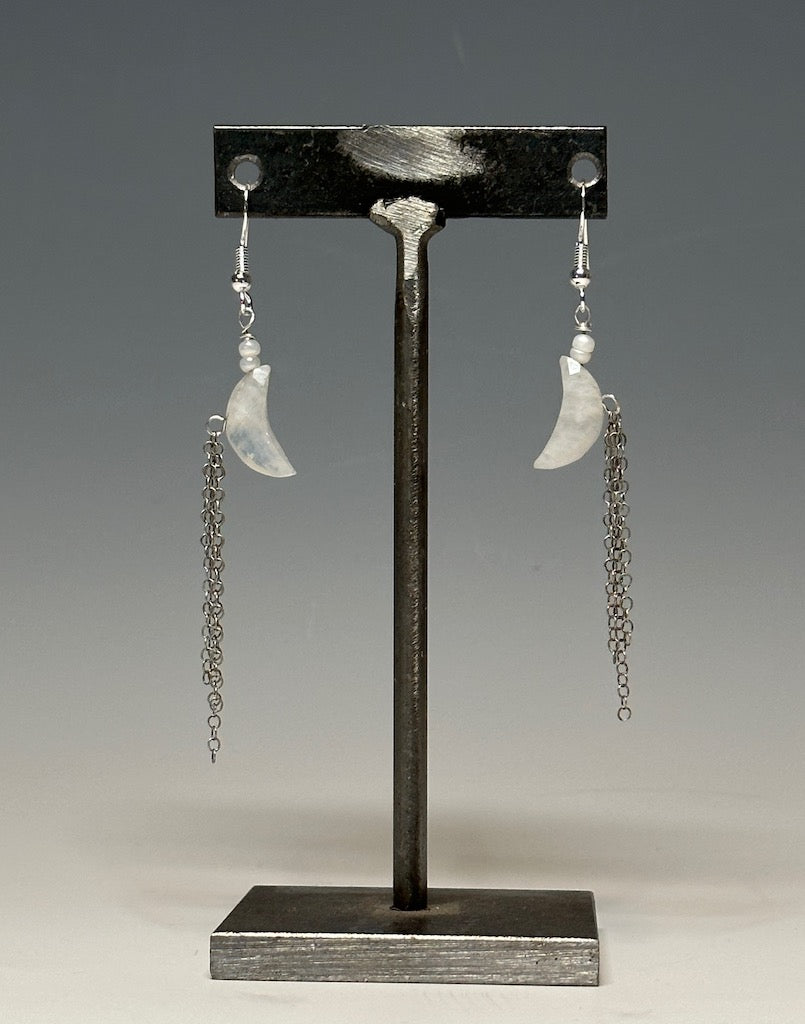 MOONSTONE AND STERLING SILVER DROP EARRINGS LCE481