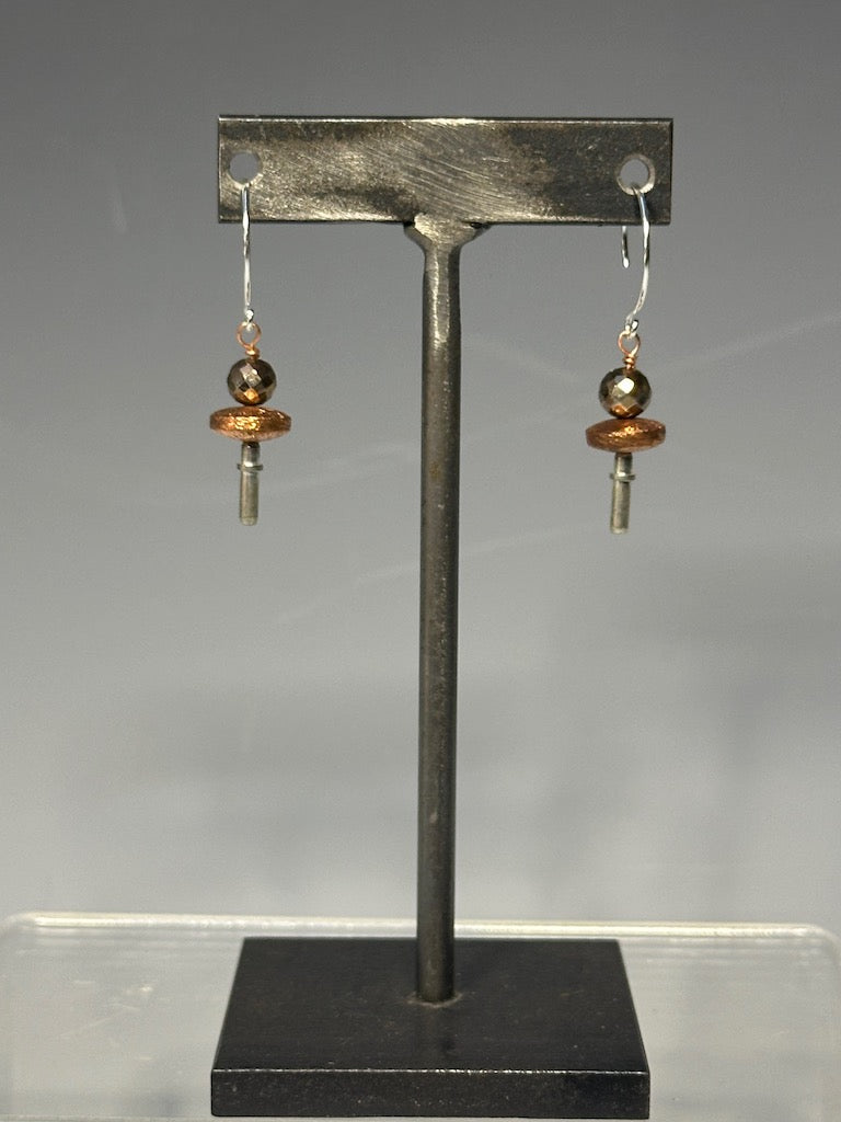 STERLING SILVER AND COPPER DROP EARRINGS LCE587