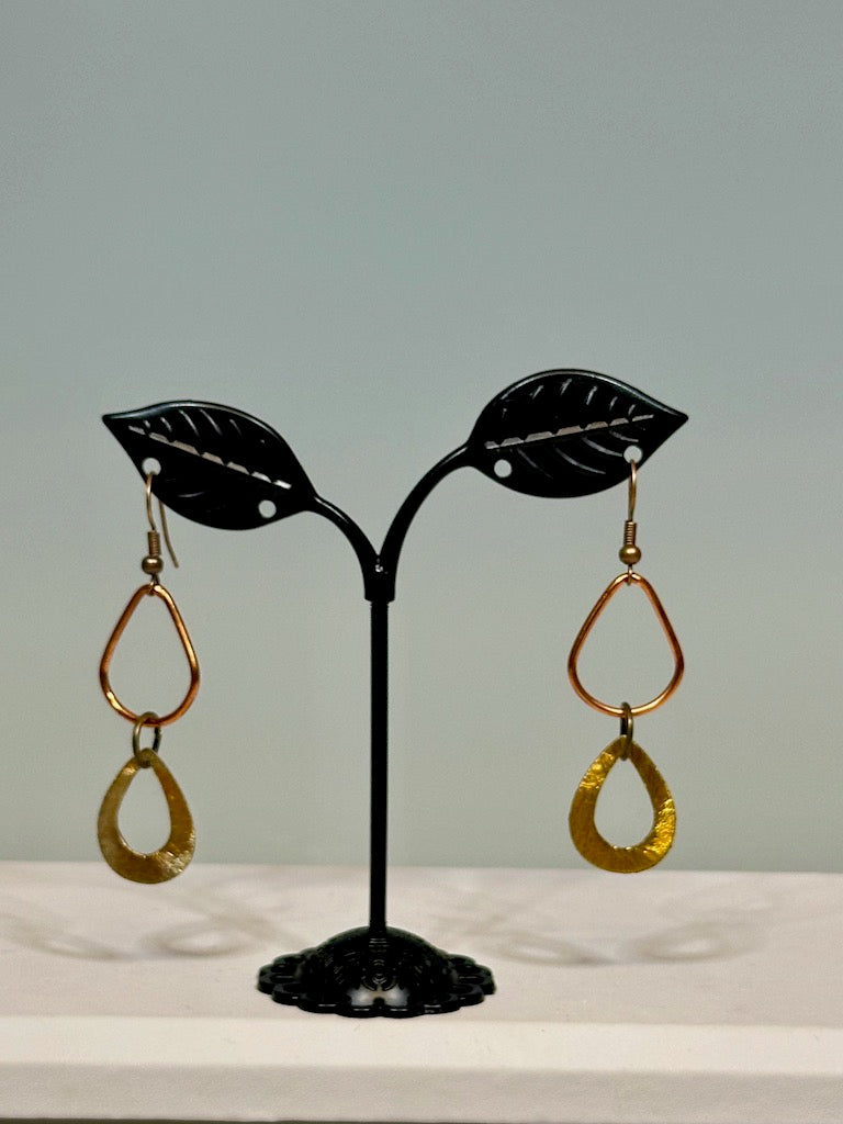 DOUBLE COPPER OVAL DROP EARRINGS LCE617