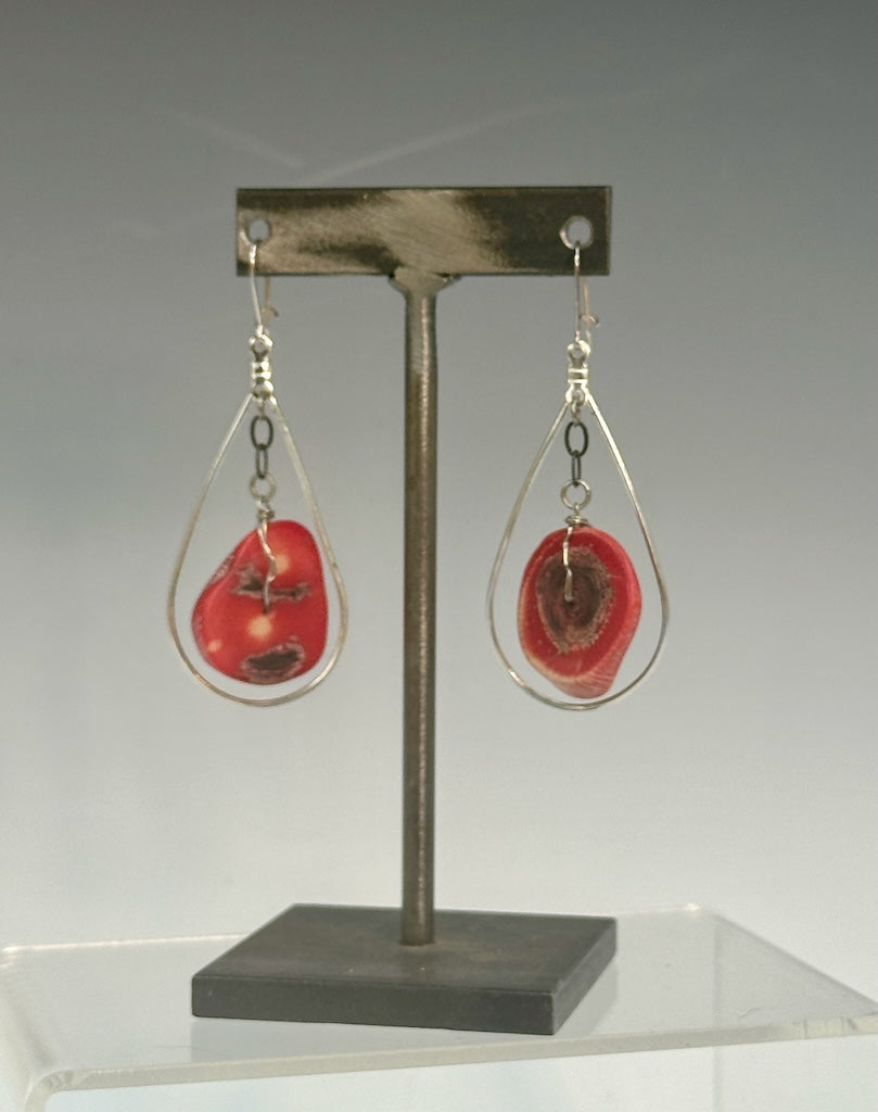 STERLING SILVER AND CORAL EARRINGS LCE932