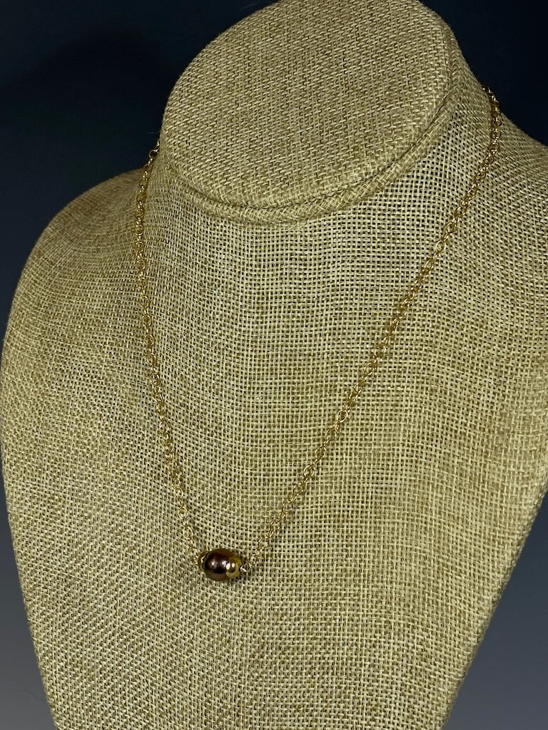 GOLD FILLED STERLING SILVER AND PURPLE FRESHWATER PEARL NECKLACE LCN1049