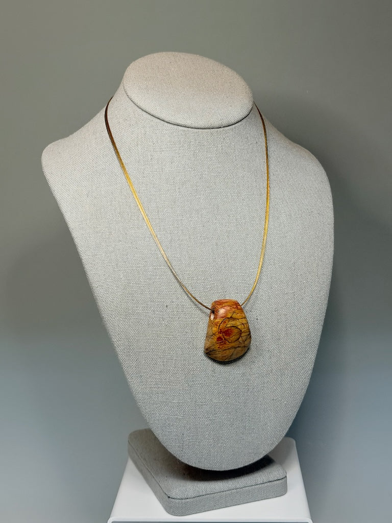 RED CREEK JASPER PENDANT ON STAINLESS AND COPPER NECK WIRE LCN3025