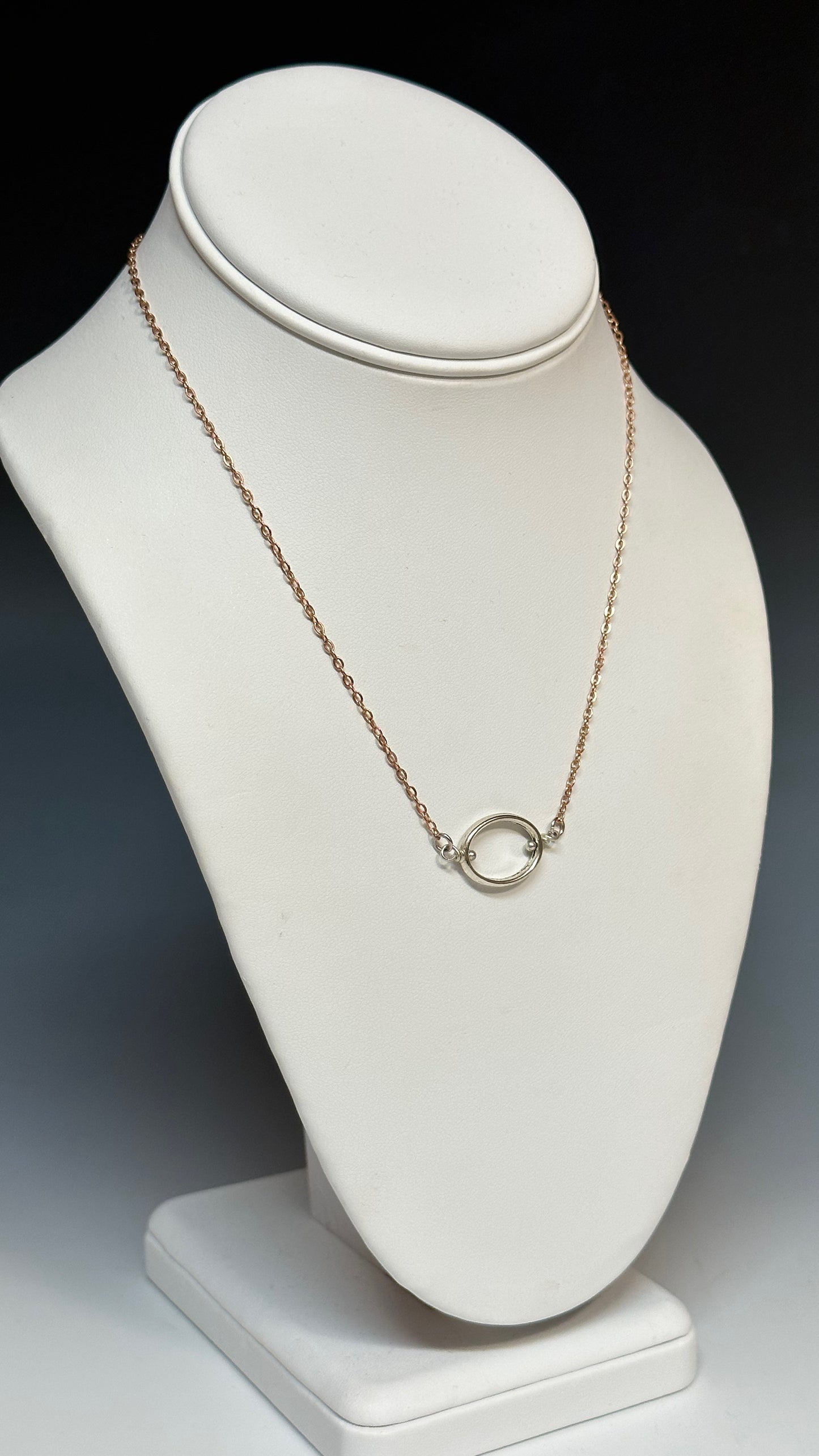 SIMPLE SILVER AND ROSE GOLD STERLING SILVER NECKLACE LCN452