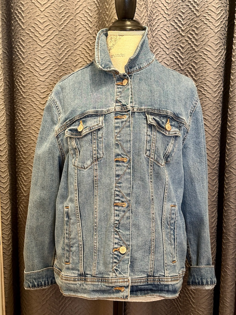 "RAVEN PAIR" HAND PAINTED JEAN JACKET WITH HANDMADE QUILT LINING LM31