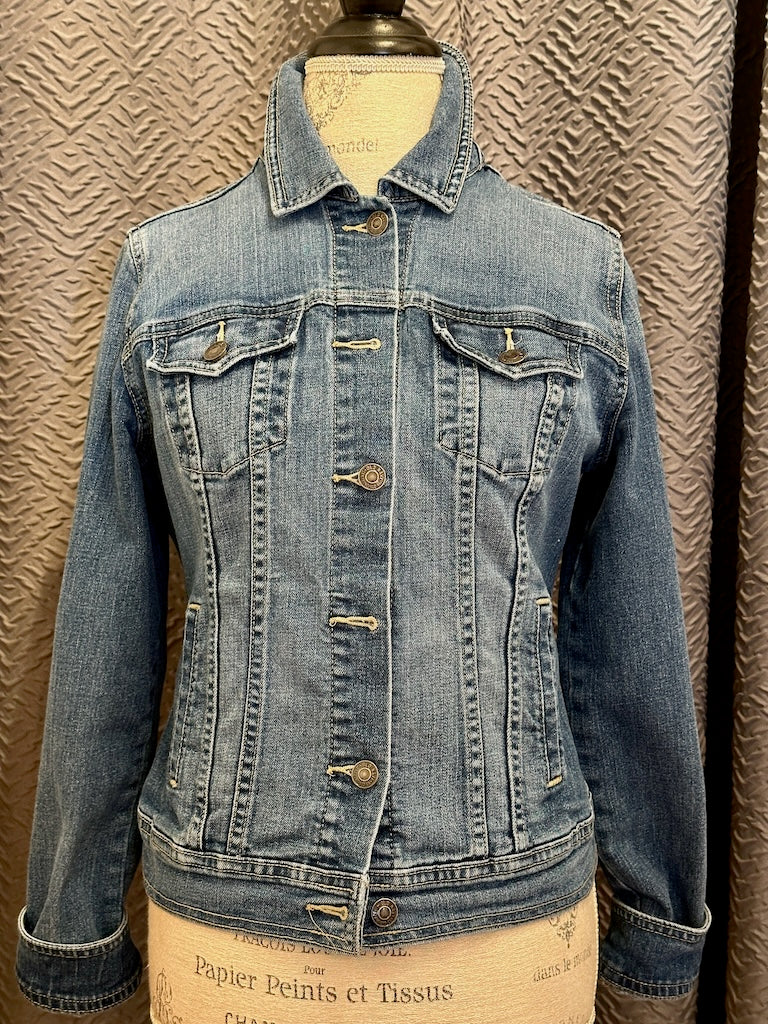 "VAN GOGH - TWO CUT SUNFLOWERS 1887" HAND PAINTED JEAN JACKET WITH HANDMADE QUILT LINING LM32