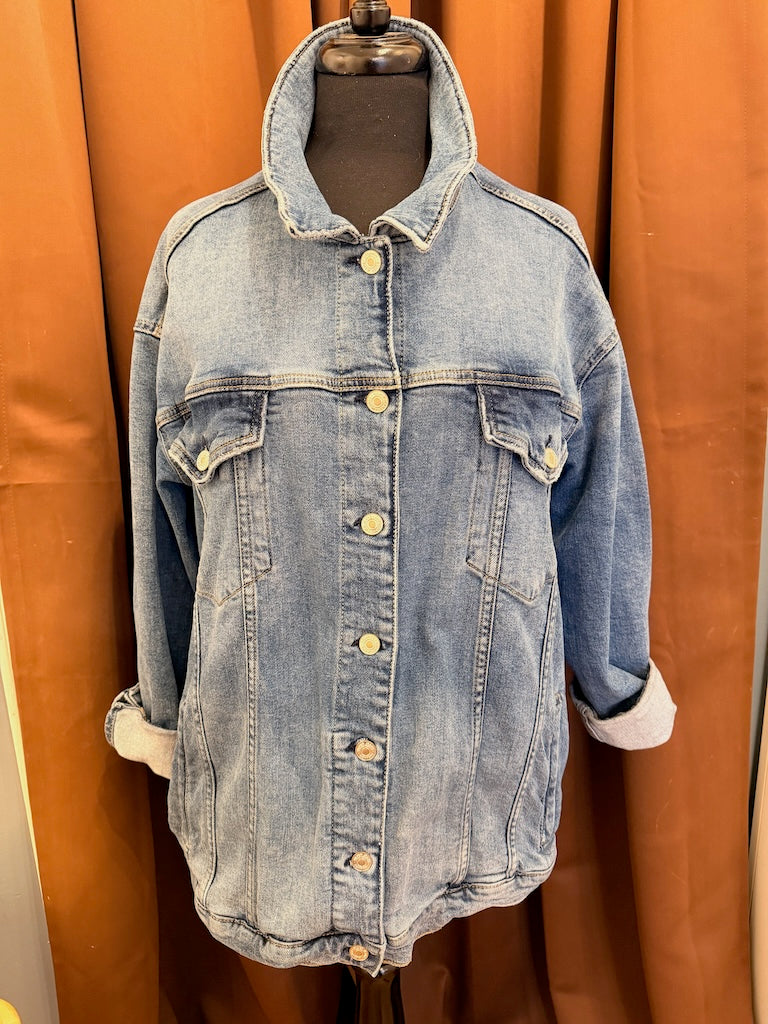 "SAT SA, ZUNI GENERAL EDWARD CURTIS" HAND PAINTED DENIM JACKET LM51