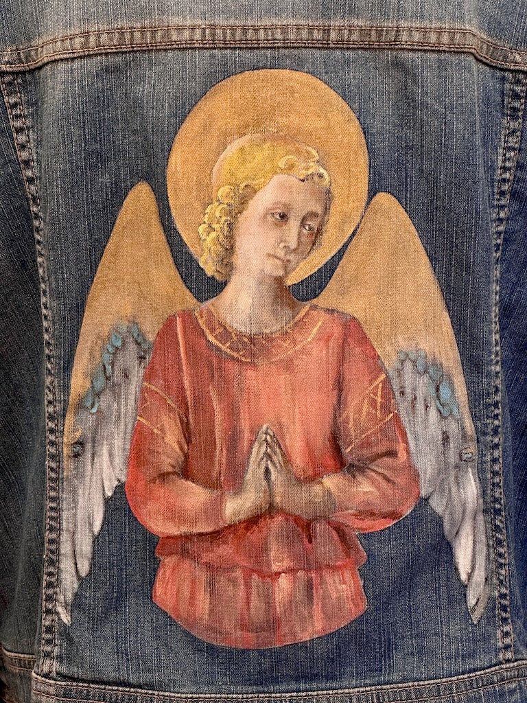 "FRA ANGELICO 1" HAND PAINTED JEAN JACKET FM7