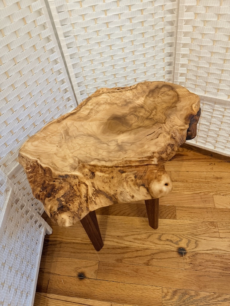 MAGNOLIA BURL TABLE WITH WALNUT LEGS II
