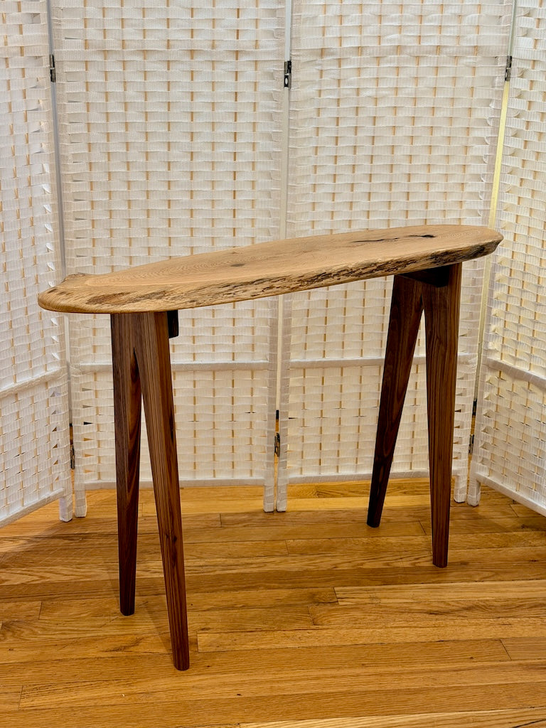 OAK BANANA TABLE WITH WALNUT LEGS