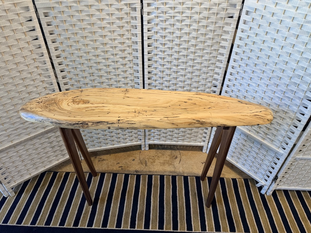 SPALTED MAPLE BANANA TABLE WITH WALNUT LEGS