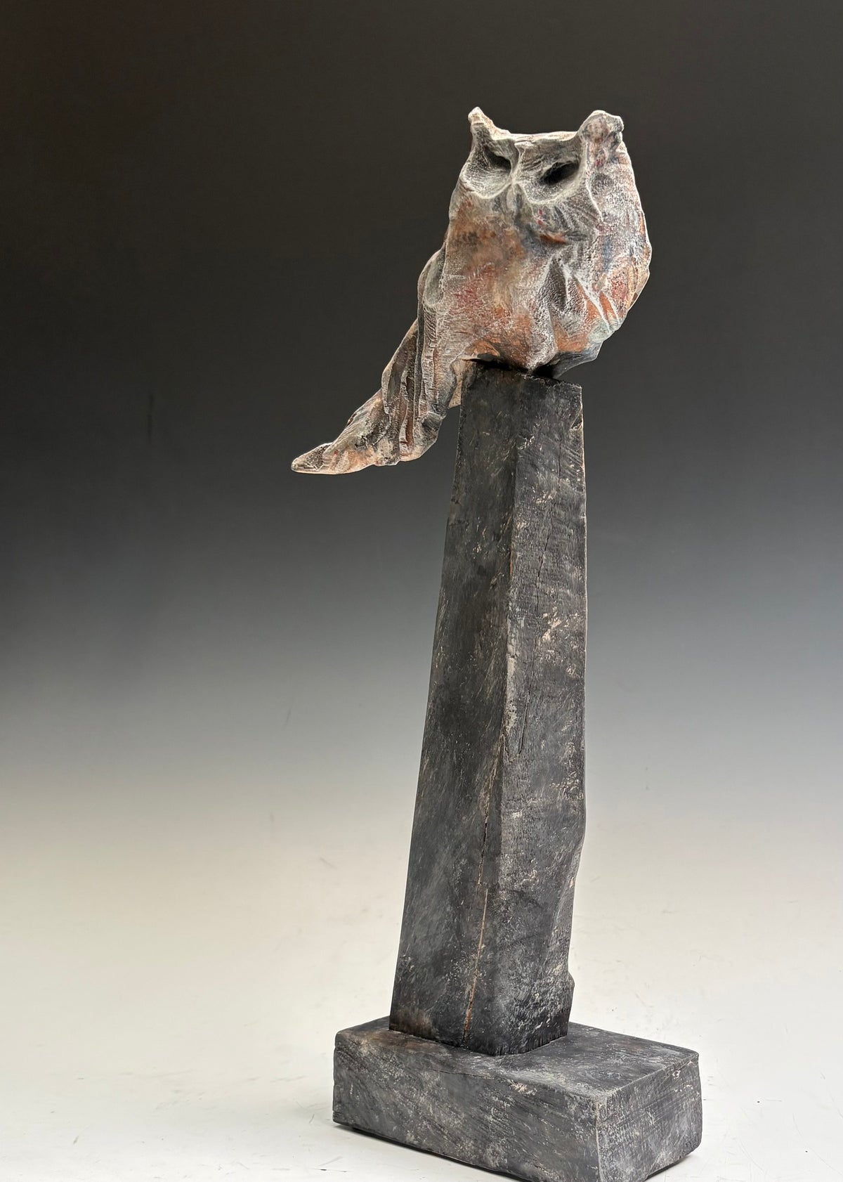 "LIGHT AS A FEATHER" HAND CARVED WHITE PINE SCULPTURE WITH CHALK PAINT