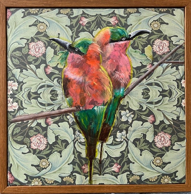 "LOVE BIRDS" ORIGINAL OIL AND MIXED MEDIA ON CANVAS/FRAMED