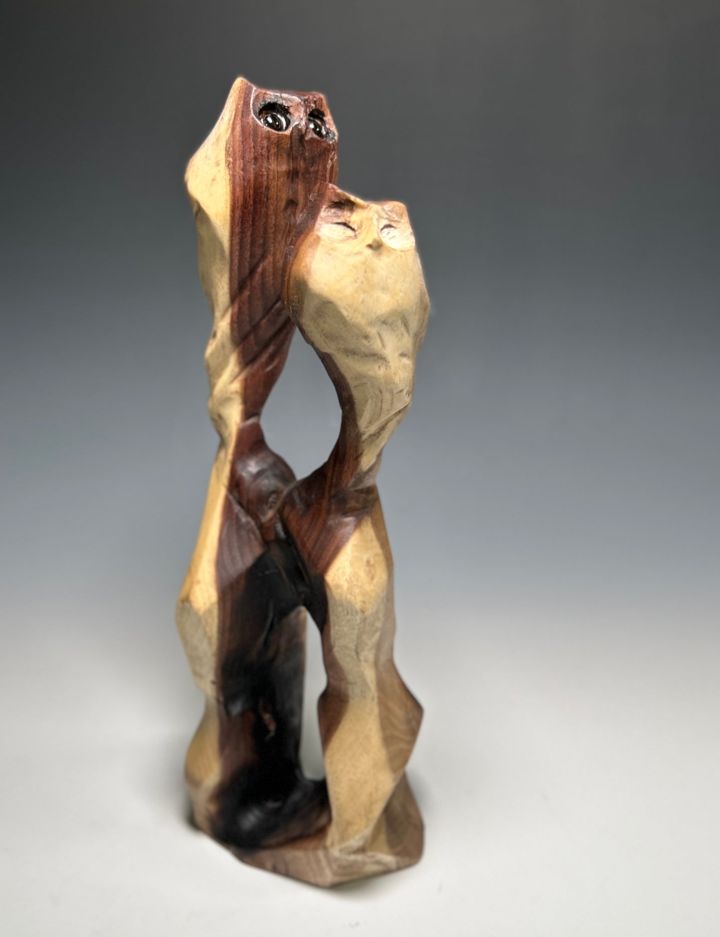 "LOVE IS ETERNAL" BLACK WALNUT CARVED WOOD SCULPTURE
