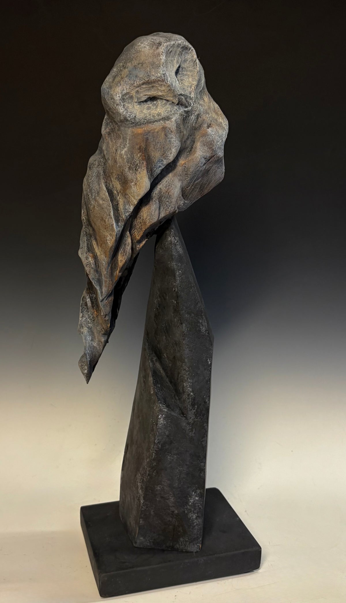 "LUCID DREAM" HAND CARVED WHITE PINE SCULPTURE WITH CHALK PAINT