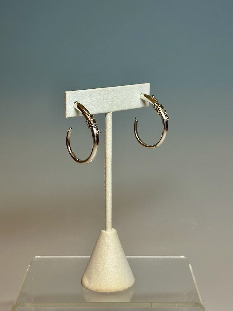 STERLING SILVER "SP" Hoops with 14k detail MB113E