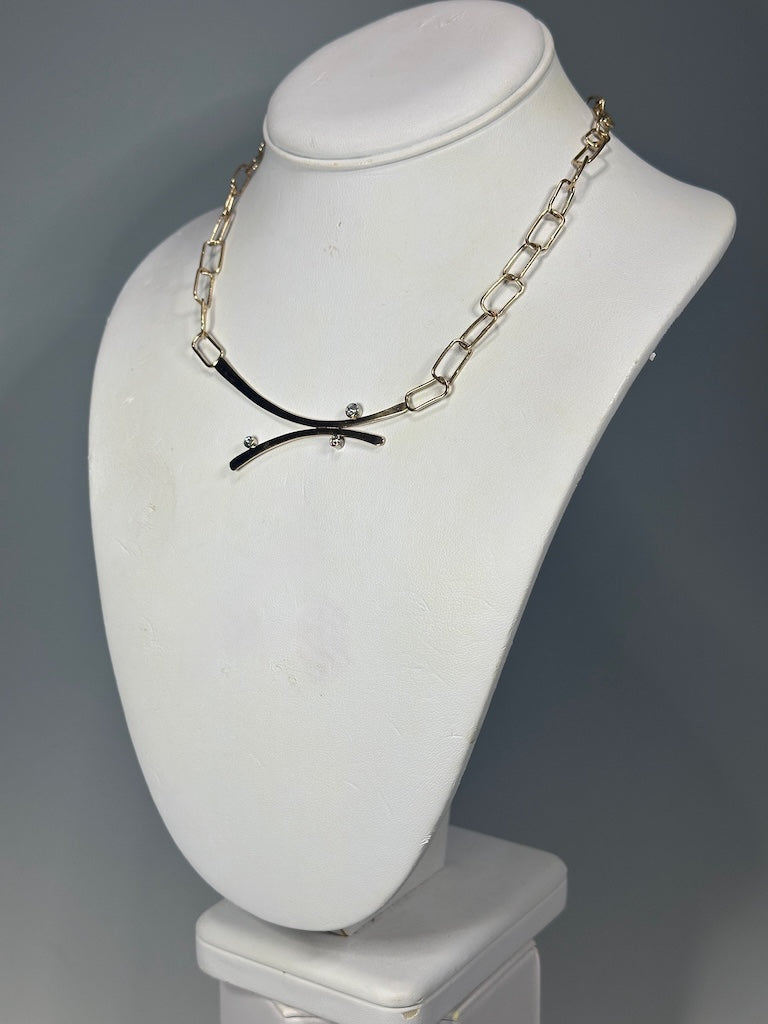 14K GOLD HANDMADE NECKLACE WITH 3 DIAMONDS MB205N