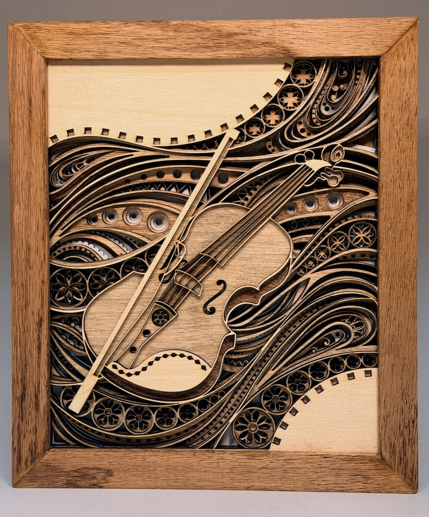 "TRANSYLVANIA SUITES: VIOLIN" LASER CUT WOOD WALL HANGING MN119
