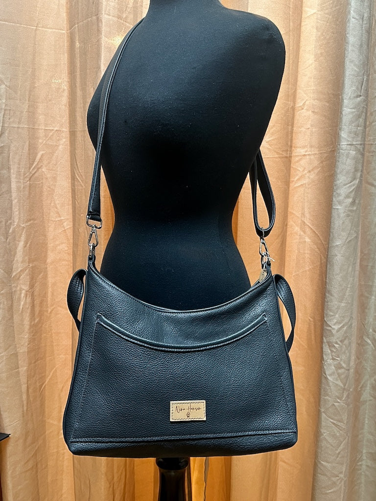 SERENDIPITY CHARCOAL GREY LEATHER HANDBAG NH174