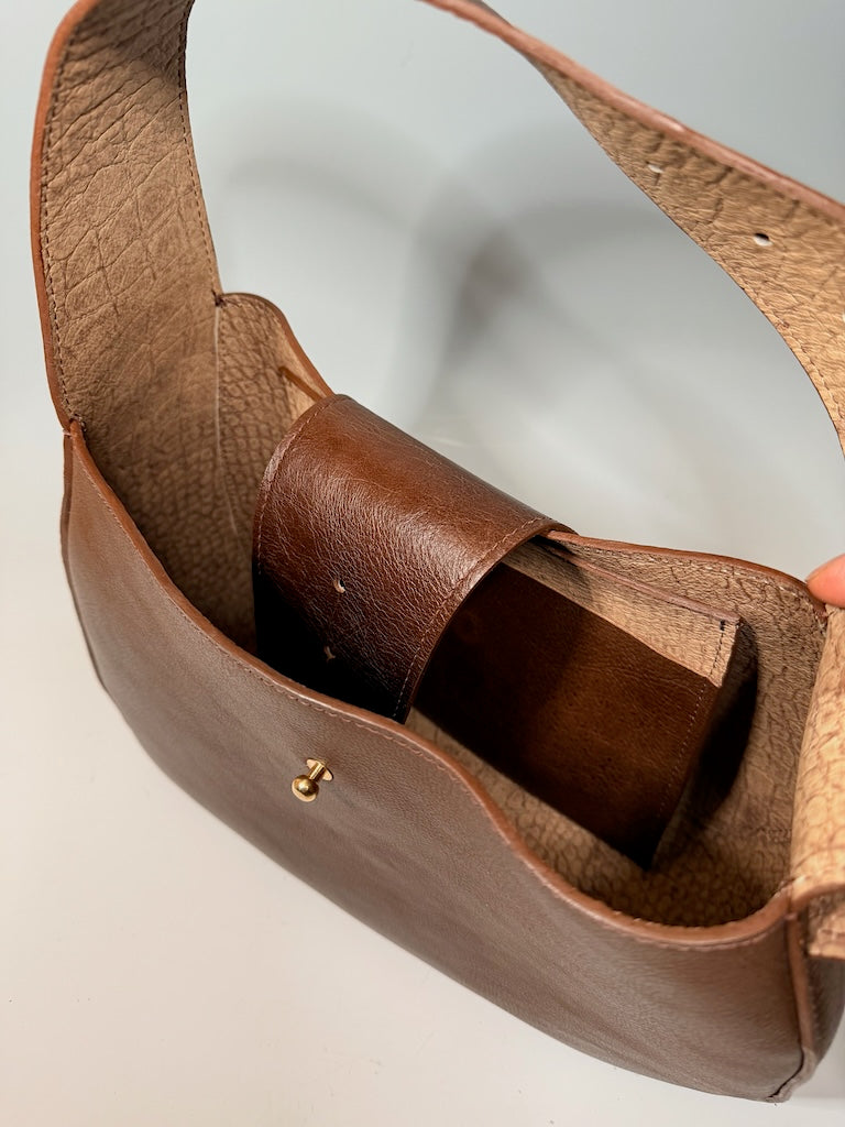 LEATHER SATCHEL, BROWN NH187