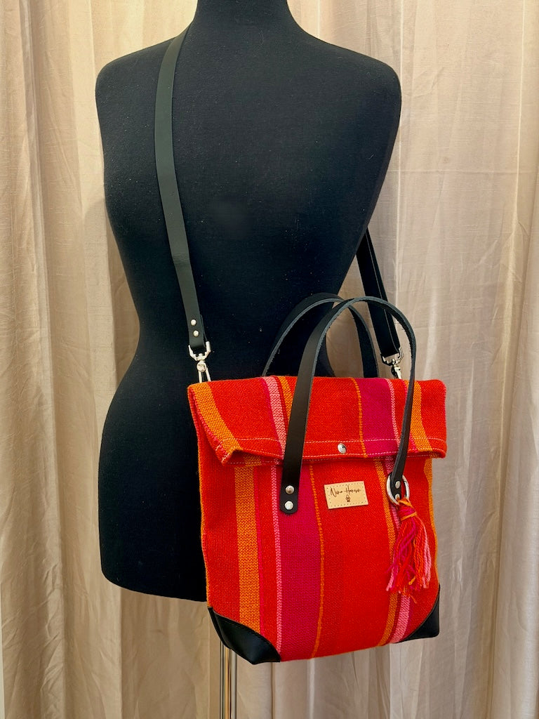 FOLD OVER TOTE IN HAND WOVEN TAPESTRY NH193