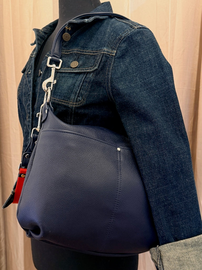 NAVY LEATHER HOBO BAG - NH206