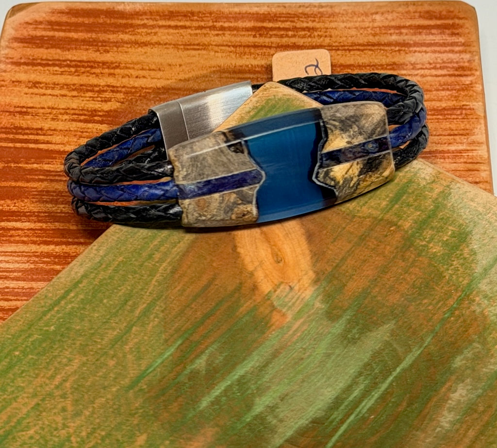 LARGE MIXED MEDIA WOOD RIVER II MAGNETIC CLASP BRACELET NL332
