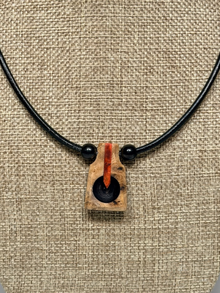 NEXUS MIXED MEDIA AND WOOD NECKLACE WITH STAINLESS STEEL CLOSURE - NL347