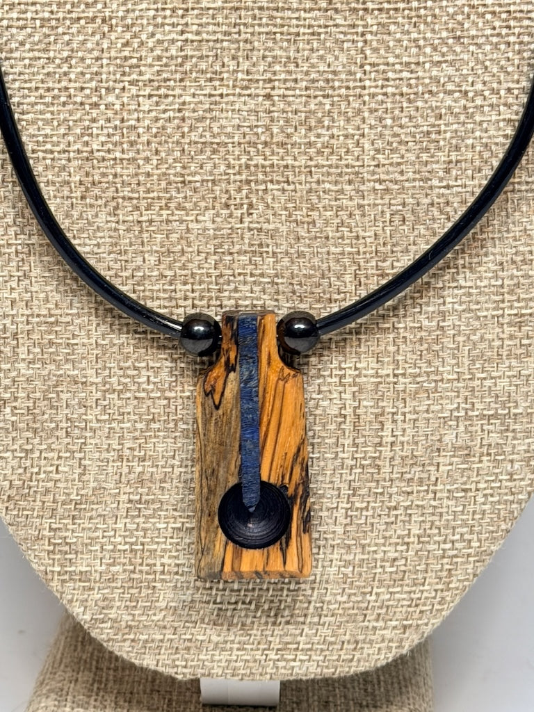NEXUS MIXED MEDIA AND WOOD NECKLACE WITH STAINLESS STEEL CLOSURE - NL351