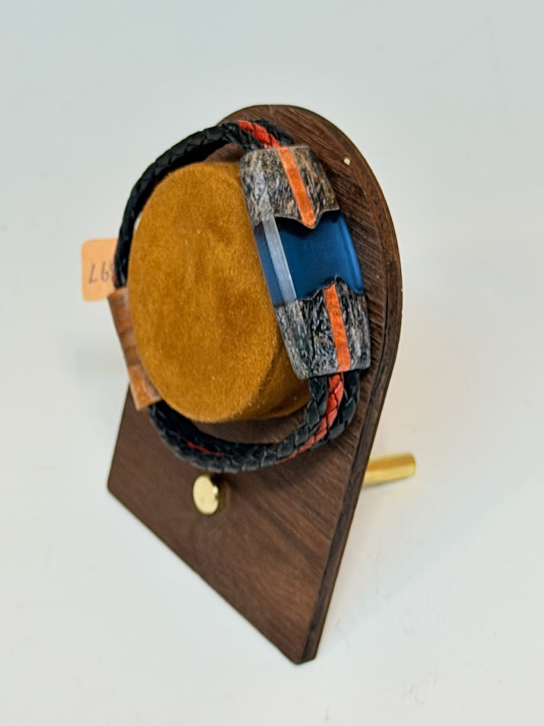 X-LARGE RIVER II MIXED MEDIA WOOD BRACELET WITH MAGNETIC CLASP NL397
