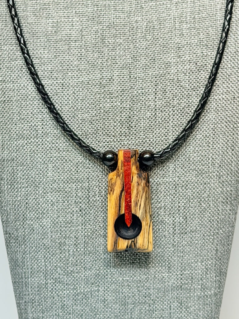 NEXUS MIXED MEDIA AND WOOD NECKLACE WITH STAINLESS STEEL CLOSURE - NL415