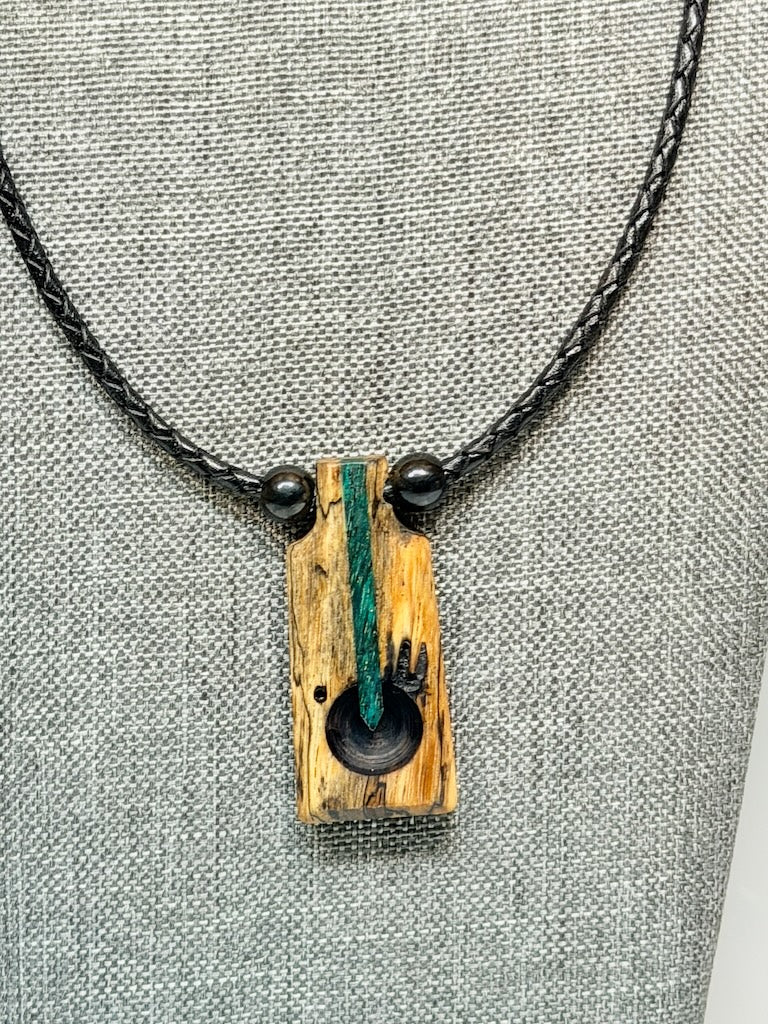 NEXUS MIXED MEDIA AND WOOD NECKLACE WITH STAINLESS STEEL CLOSURE - NL420