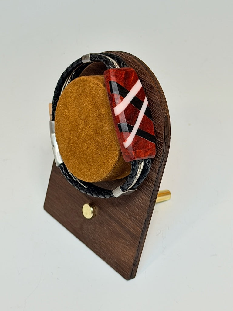 LARGE ABSTRACT RIFFS MIXED MEDIA WOOD BRACELET NL430