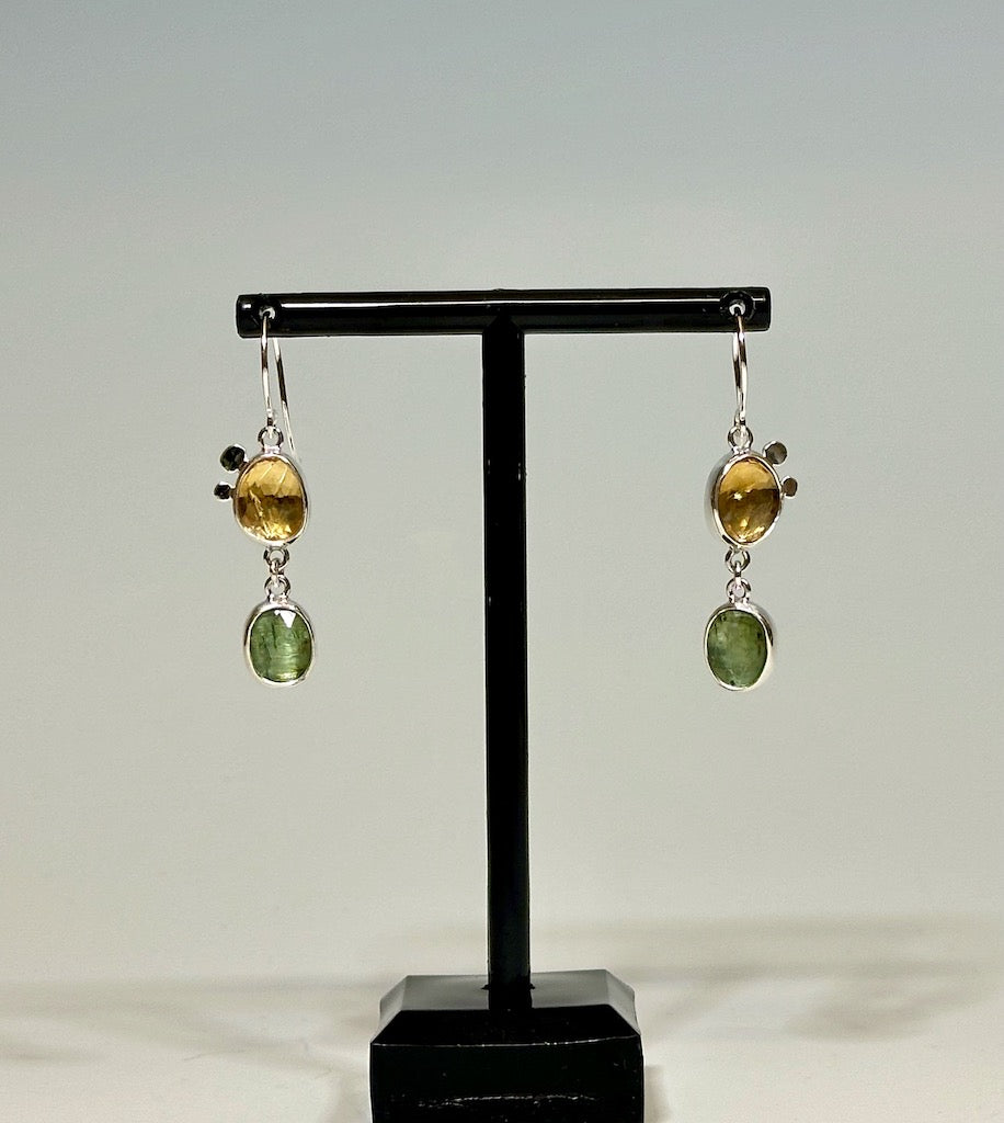CITRINE AND GREEN KYANITE Sterling Silver Earrings NM543E
