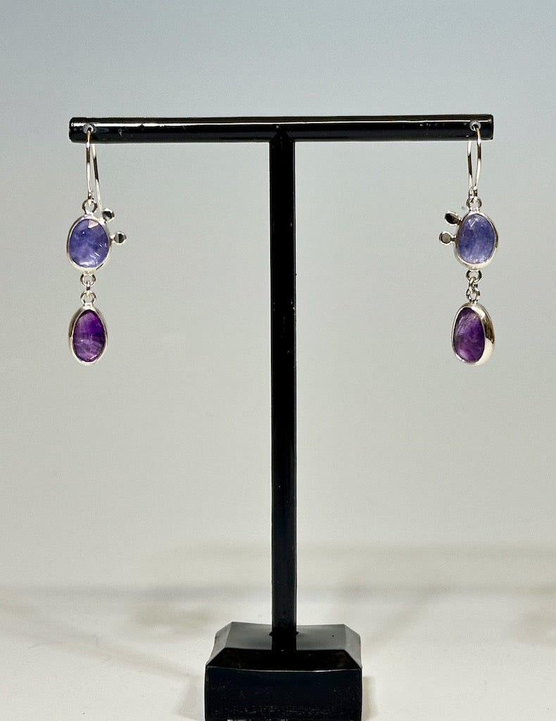 AMETHYST AND TANZANITE Sterling Silver Earrings NM544E