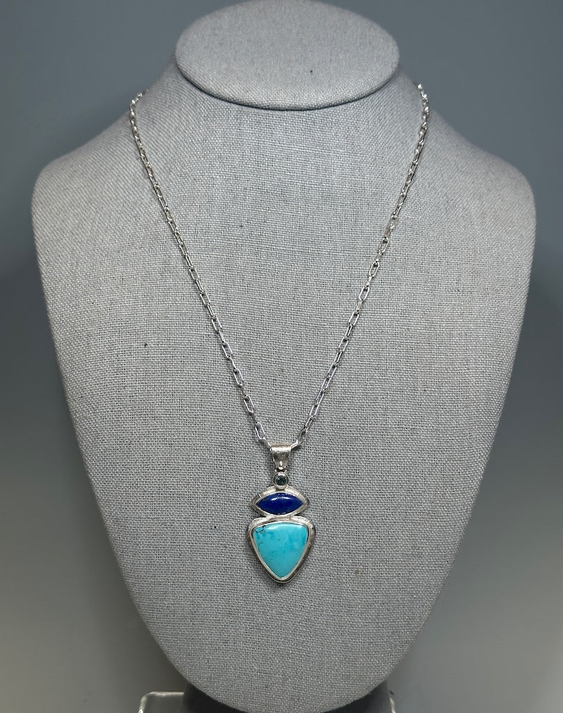 LAPIS LAZULI, TURQUOISE AND BLUE TOPAZ NECKLACE - NM663N
