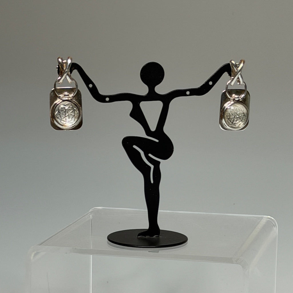 GREEN VINTAGE GLASS REVERSIBLE EARRINGS NM686E