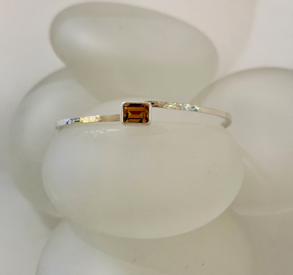 CITRINE STERLING SILVER BANGLE BRACELET NM718B