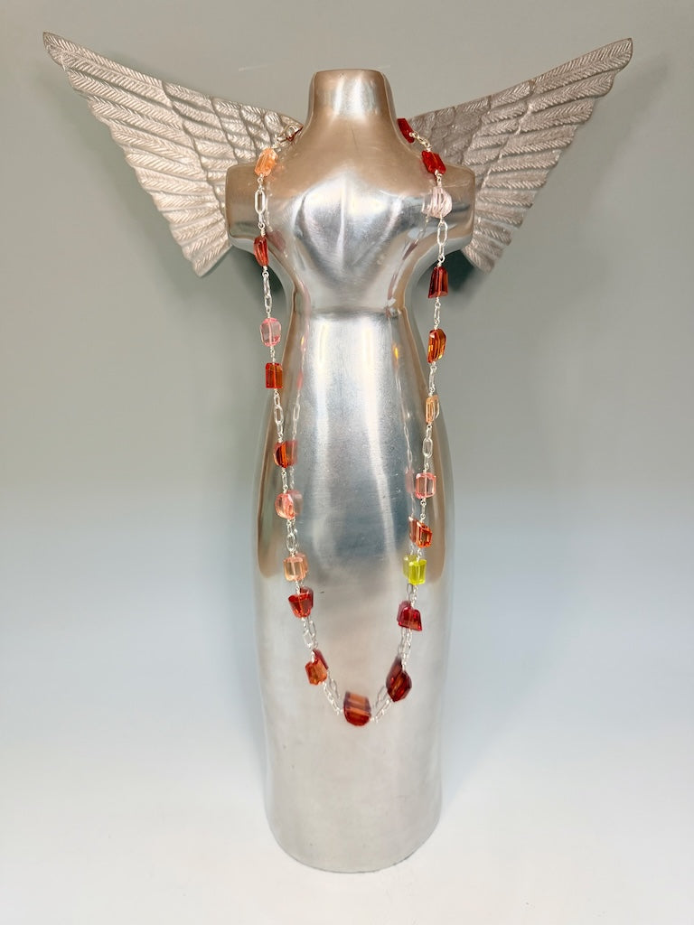 LAB GROWN PADPARADSCHA SAPPHIRE STERLING SILVER NECKLACE NM742N