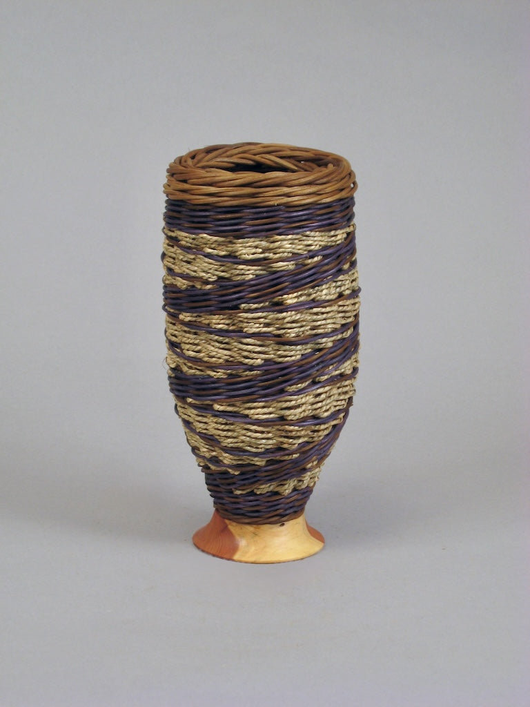 NAVY SPIRAL WITH CEDAR MIXED MEDIA BASKETRY