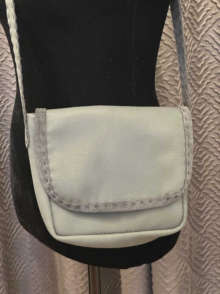 GREY GARMENT LEATHER CROSSBODY BAG PB119