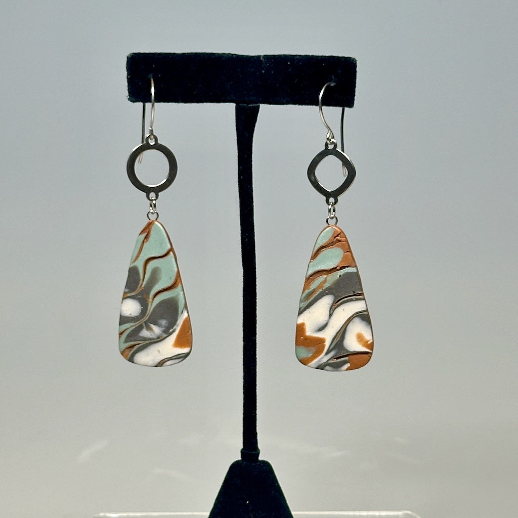 MULTI COMPONENT POLYMER CLAY DANGLE EARRINGS WITH STAINLESS STEEL EAR WIRES PCE810