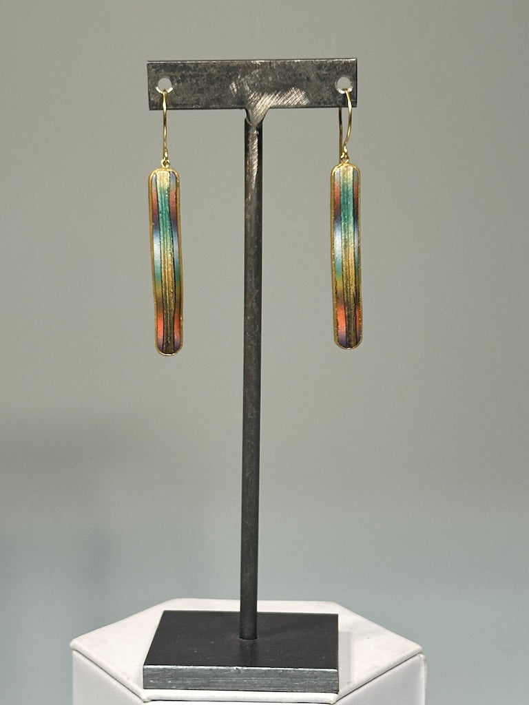 LONG NARROW POLYMER CLAY EARRINGS ON BRONZE EAR WIRES PCE850