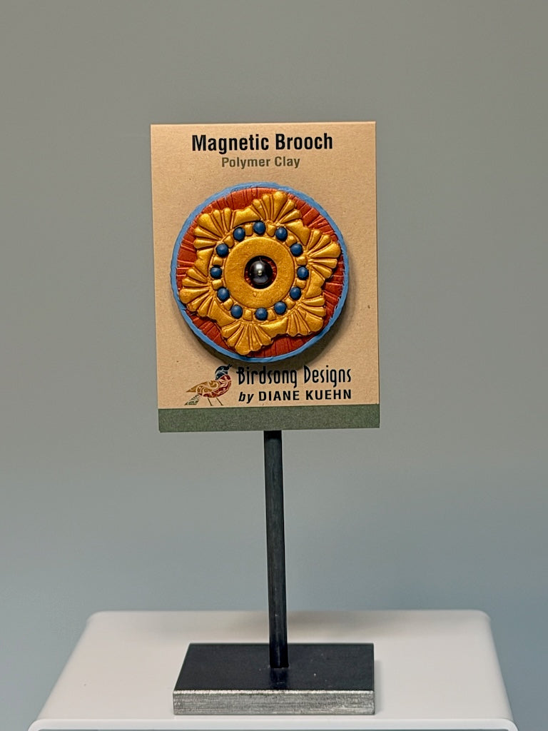 FLOWER SHAPED POLYMER CLAY MAGNETIC BROOCH PCB916