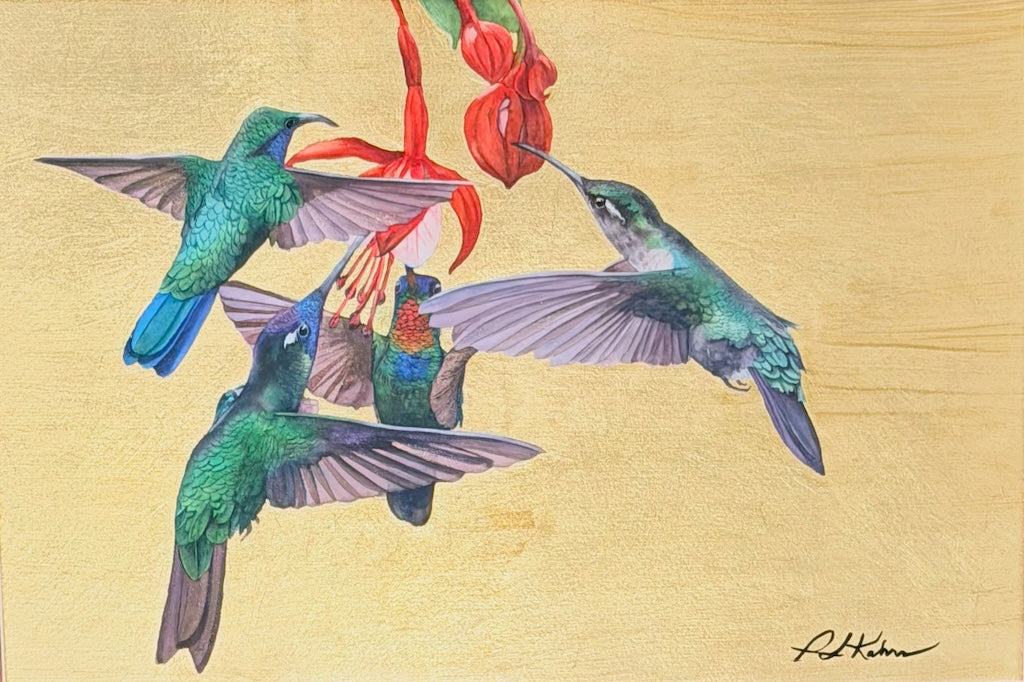 "THE DANCE" ORIGINAL WATERCOLOR WITH GOLD LEAF/FRAMED