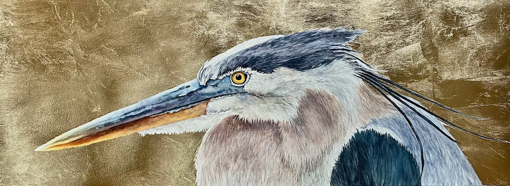 "THE GOLDEN HOUR" ORIGINAL WATERCOLOR WITH GOLD LEAF/FRAMED