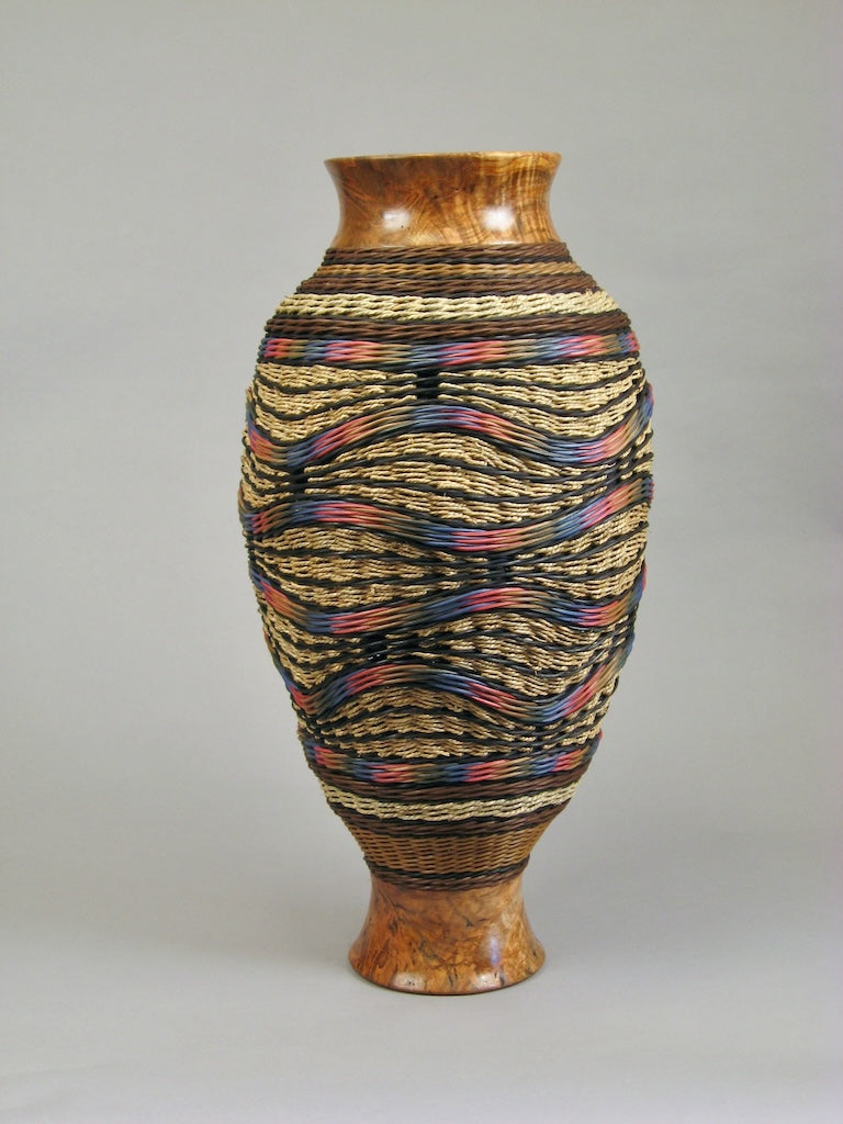 RAINBOW HILLS WORMY MAPLE TOP AND BASE MIXED MEDIA BASKETRY